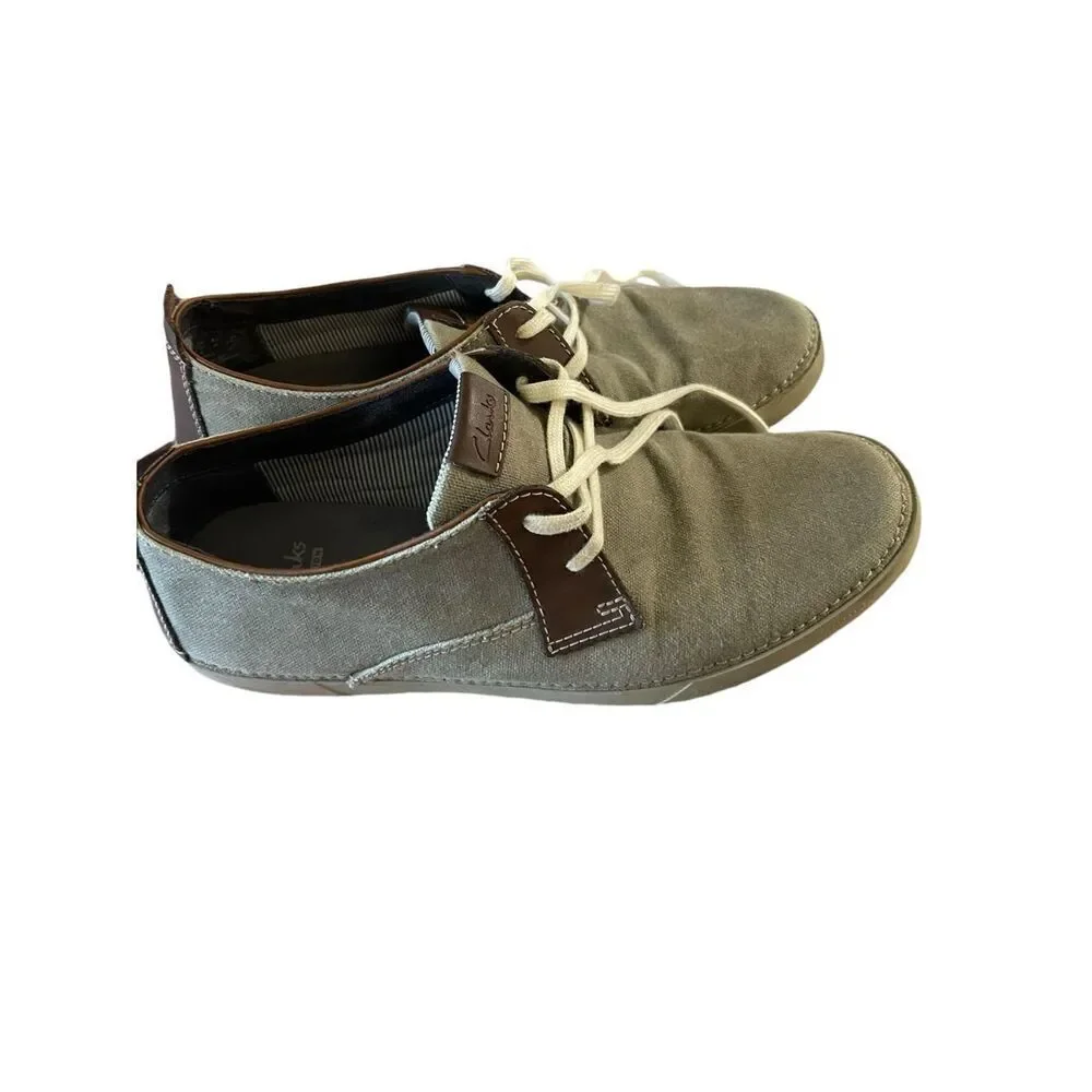 Clarks Mens Brown Grey Leather Round Toe Lace-Up Casual Boat Shoes Size 9 US
